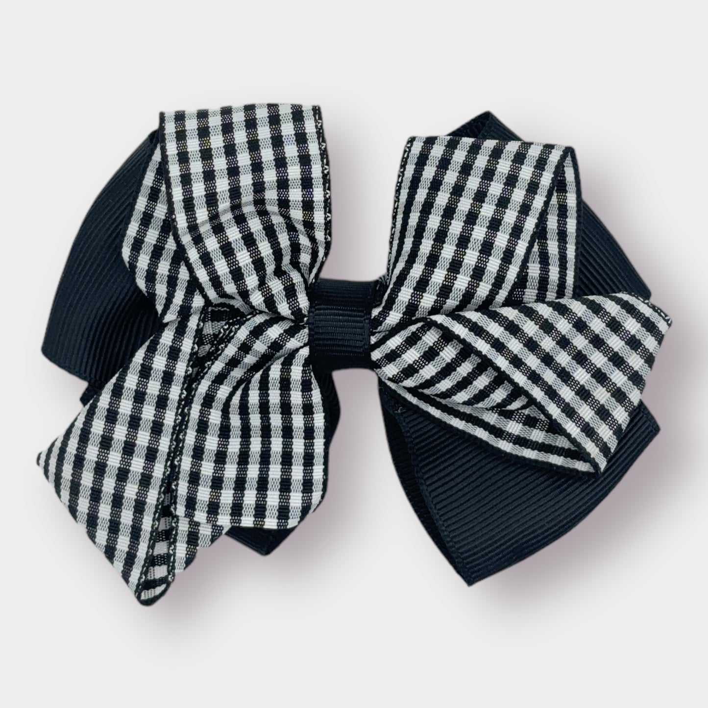 Black Gingham Double Bow