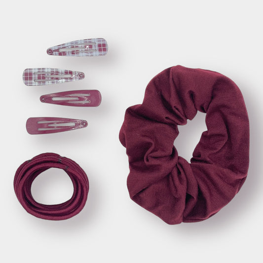 Maroon Hair Essentials Set - 13 Pack