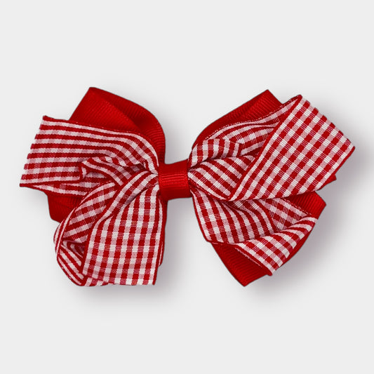 Red Gingham Double Bow