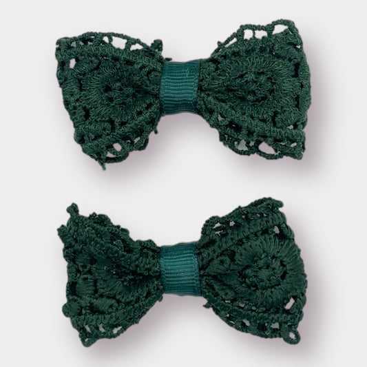 Green Lace Bows - 2 Pack