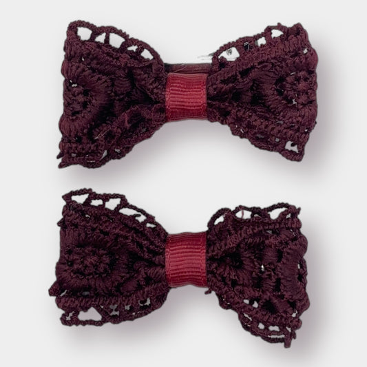 Maroon Lace Bows - 2 Pack