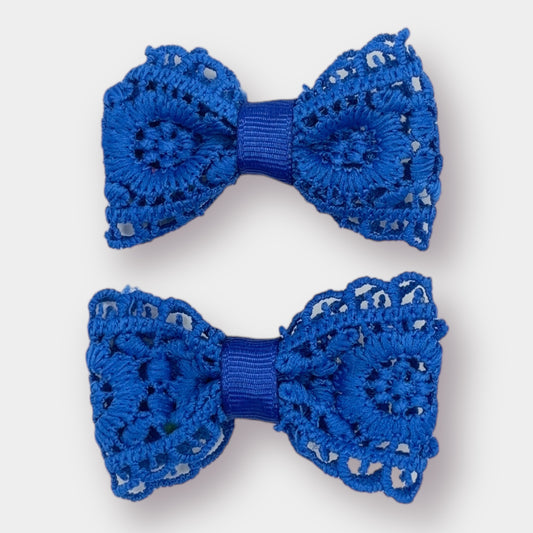 Blue Lace Bows - 2 Pack