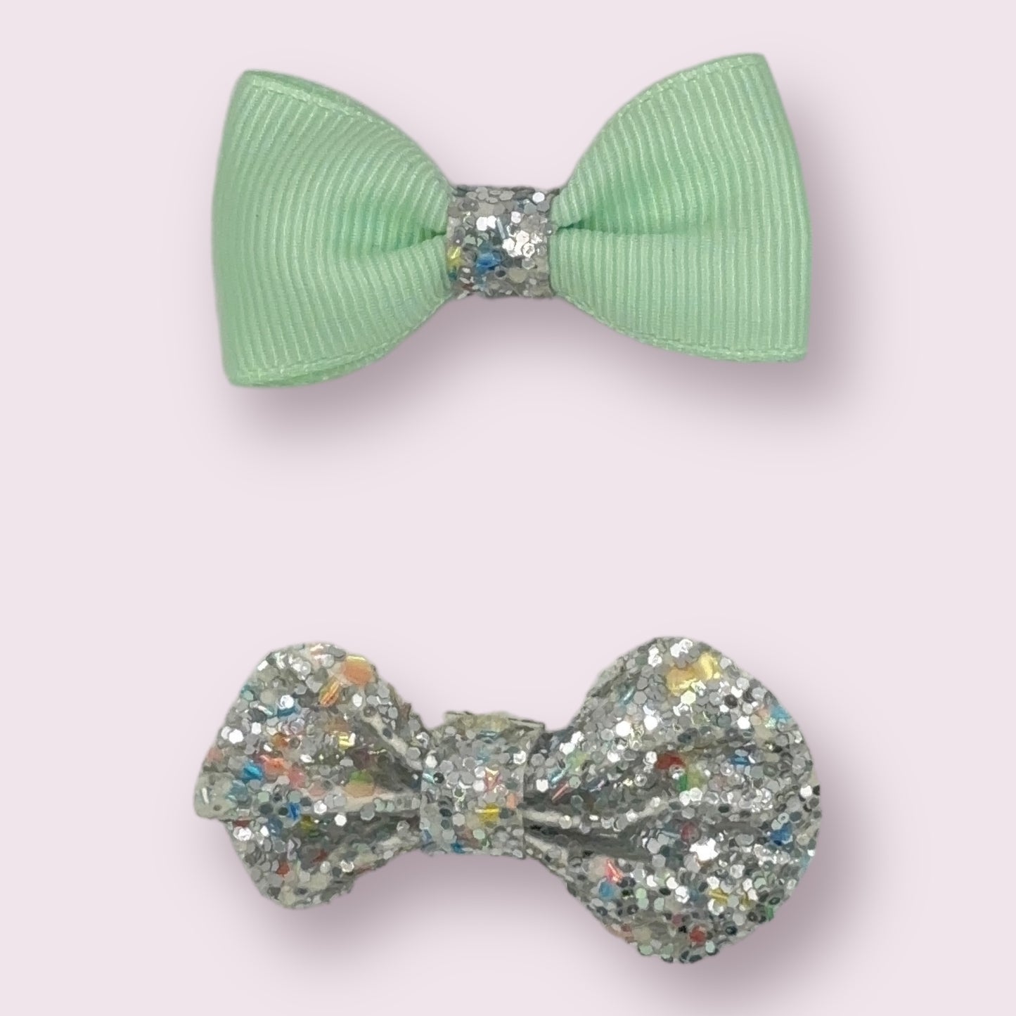 Small Glitter Bow Clip - 2 Pack