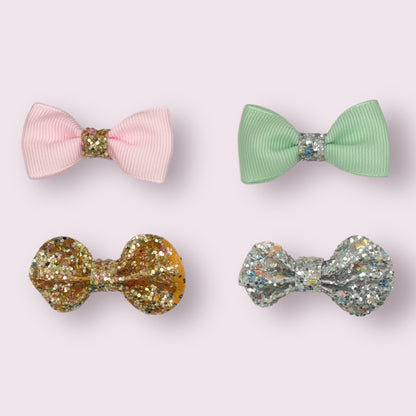 Small Glitter Bow Clip - 2 Pack