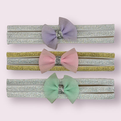 Glitter Bow Head Wrap - 3 Pack