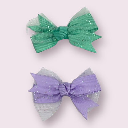 Pastel Glitter Bows - 2 Pack