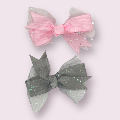 Pastel Glitter Bows - 2 Pack