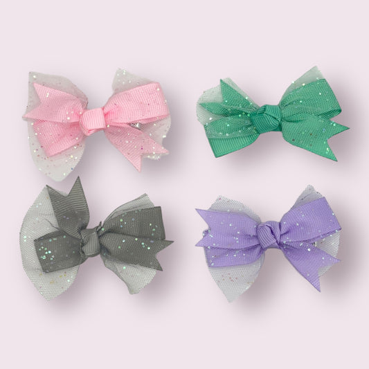 Pastel Glitter Bows - 2 Pack