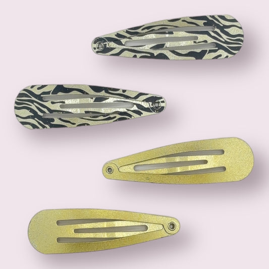 Zebra Print and Gold Clips - 4 Pack