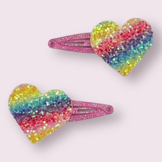 Glitter Hearts on Clips - 2 Pack