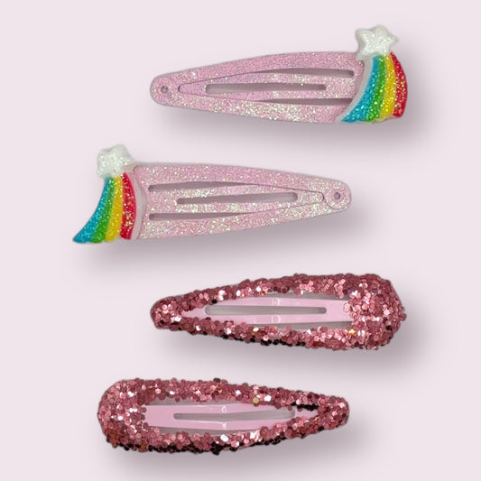 Rainbow Glitter Clip - 4 Pack